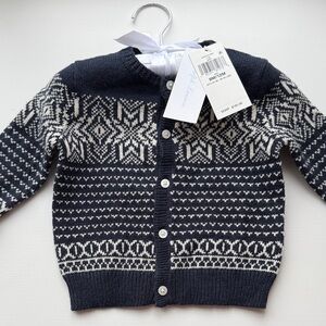 Ralph Lauren Baby Navy White Fair Isle Cardigan 9-12M
